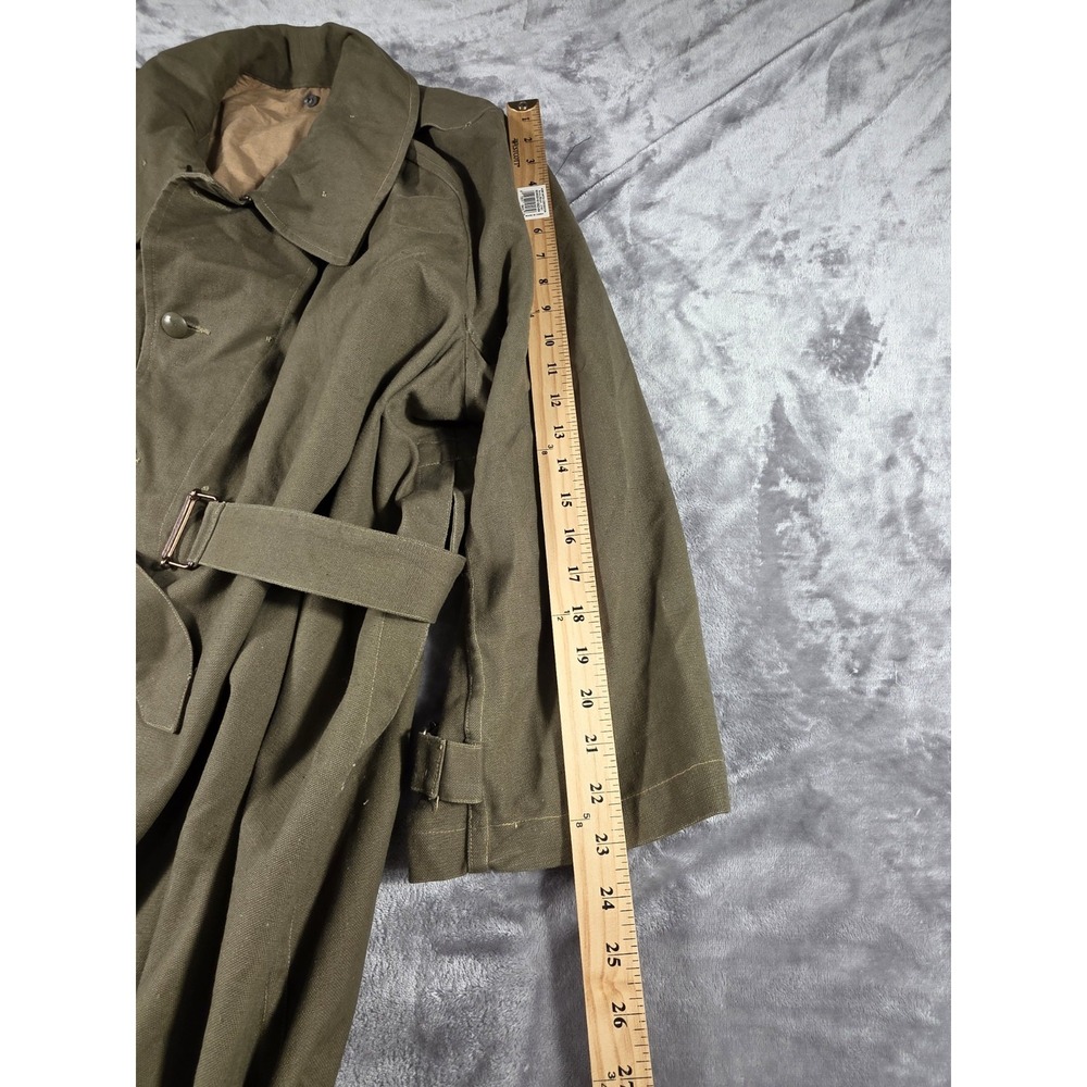 VTG WWII French MILITARY Motorcycle Dispatch Rider Overcoat Canvas Trench Coat - Picture 5 of 10